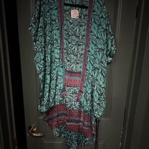 Floral Kimono with Red Accents